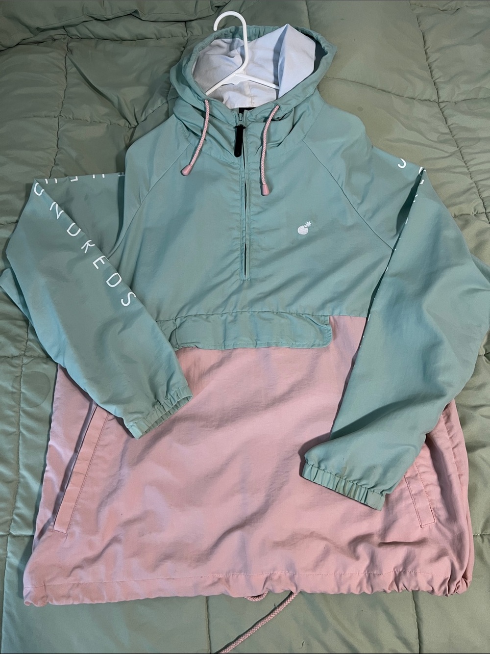 The Hundreds Mint Green and Light Pink Pullover Anorak